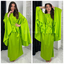 Satin Skirt Set Tie Belt Oversized Butterfly Top