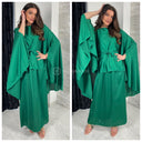 Satin Skirt Set Tie Belt Oversized Butterfly Top