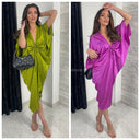 Satin Wrap Drawstring Oversized Dress