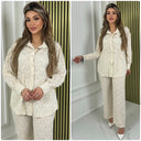 Special Material Y Blouse Wide Leg Set