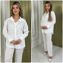 Special Material Y Blouse Wide Leg Set