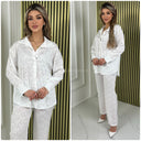 Special Material Y Blouse Wide Leg Set