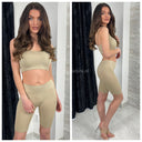 Ribbed Strap Crop Top+Short Set 280