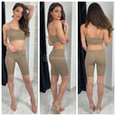 Ribbed Strap Crop Top+Short Set 280