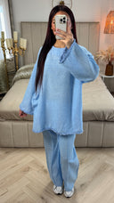 Tassel Linnenlook Oversized Set Mid Stripe Detail