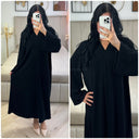 Thick Ribbed Corduroy V Neck Dress