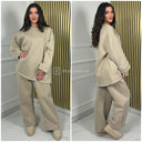 Jogging Round Neck Basic Oversized Wide Leg Set
