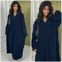 Thick Ribbed Corduroy V Neck Dress