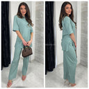Short Folded Sleeves Thin Ribbed Musthave Set