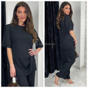 Short Folded Sleeves Thin Ribbed Musthave Set