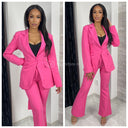 Musthave Tie Belt Blazer Set Wide Legs With Lining