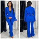 Musthave Tie Belt Blazer Set Wide Legs With Lining
