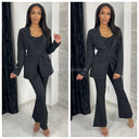 Musthave Tie Belt Blazer Set Wide Legs With Lining