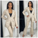 Musthave Tie Belt Blazer Set Wide Legs With Lining