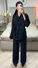 Tie Belt Flower Embroidery Wrap Set