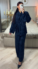 Tie Belt Flower Embroidery Wrap Set