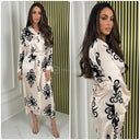 Tie Belt Print Satin Dress