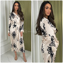 Tie Belt Print Satin Dress