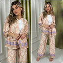 Tie Belt Satin Print 2pcs Set