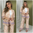 Tie Belt Satin Print 2pcs Set