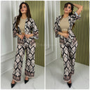 Tie Belt Satin Print 2pcs Set
