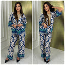 Tie Belt Satin Print 2pcs Set