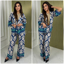 Tie Belt Satin Print 2pcs Set