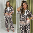 Tie Belt Satin Print 2pcs Set
