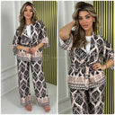 Tie Belt Satin Print 2pcs Set