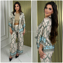 Tie Belt Satin Print 2pcs Set