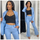 Musthave Tie Belt Blazer Set Wide Legs With Lining
