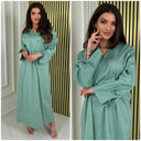 V Neck Collar Oversized Maxi Slit Tie Sleeve Detail