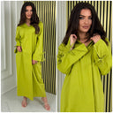 V Neck Collar Oversized Maxi Slit Tie Sleeve Detail