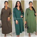 Corduroy V Neck Thick Ribbed Dress