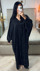 V Neck Oversized Rhinestone Abaya Sleeve Detail