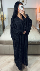 V Neck Oversized Rhinestone Abaya Sleeve Detail
