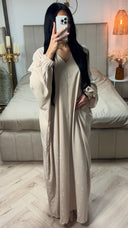 V Neck Oversized Rhinestone Abaya Sleeve Detail