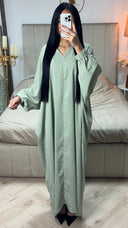 V Neck Oversized Rhinestone Abaya Sleeve Detail