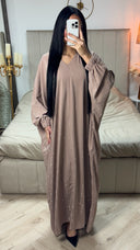 V Neck Oversized Rhinestone Abaya Sleeve Detail