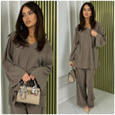 V Neck Oversized Thick Corduroy Set