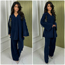 V Neck Oversized Thick Corduroy Set