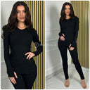 V Neck Rib Lounge Set Muki