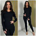 V Neck Rib Lounge Set Muki