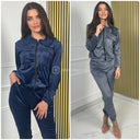 Velvet 2pcs Zip Set Chest Pockets 336-1