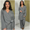 Wrap Corduroy Tie Belt Wide Leg Set