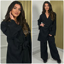 Wrap Corduroy Tie Belt Wide Leg Set