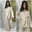 Wrap Tie Belt Basic Set Wide Legs