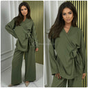 Wrap Tie Belt Basic Set Wide Legs