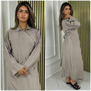 Wrap Tie Detail Collar Dress