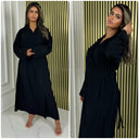 Wrap Tie Detail Collar Dress
